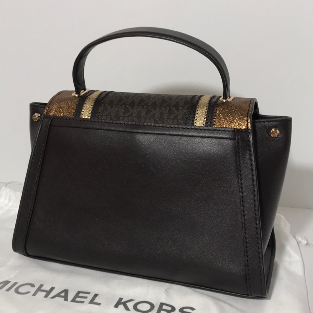 Michael Kors Whitney brown pale gold satchel bag - Picture 5 of 12